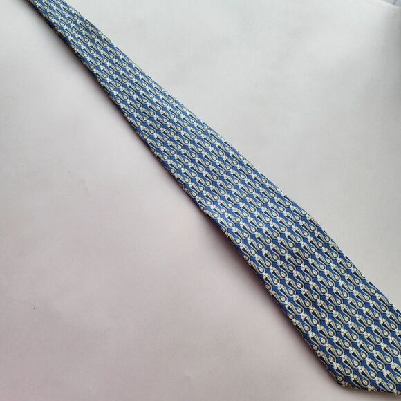 BURBERRY London 100% Silk  Neck Tie  Blue Gold Ladybug Print Burberrys EUC - Picture 11 of 11